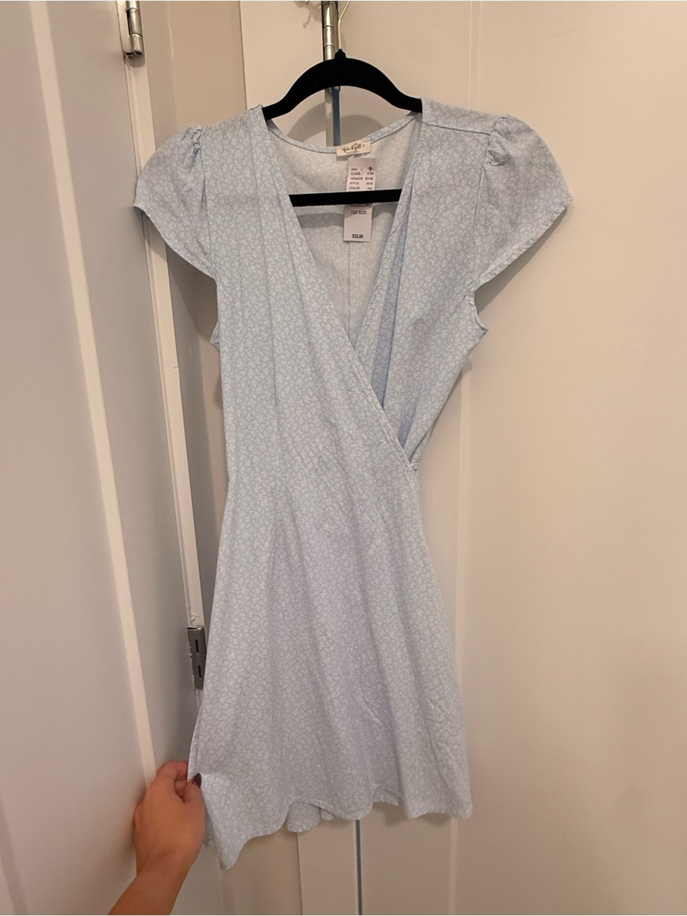 PacSun Pale Blue Floral Wrap Mini Dress